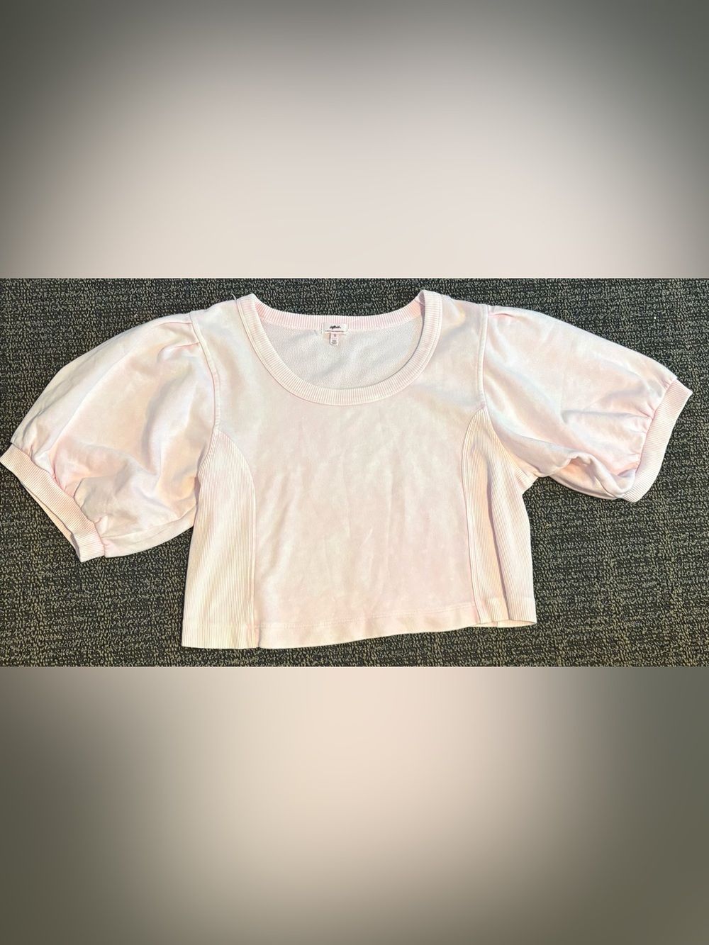 Pale Pink Puff Sleeve Crop Top